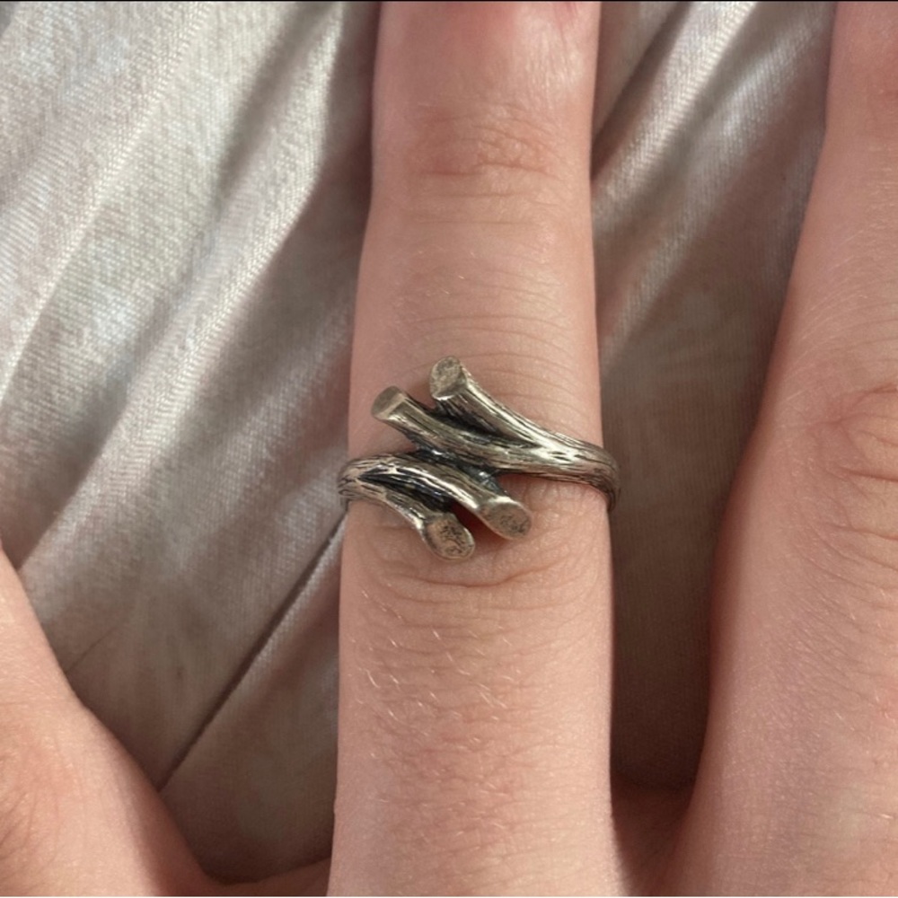 Vintage Signed Sterling Cellini Handmade Carved Modernist Abstract Ring Band 7